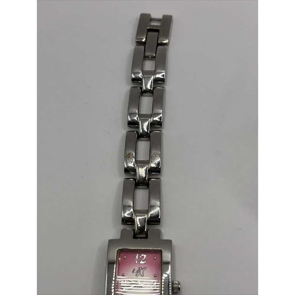 LAX Women's Silver Tone Quartz Watch Pink Dial- New Battery‎